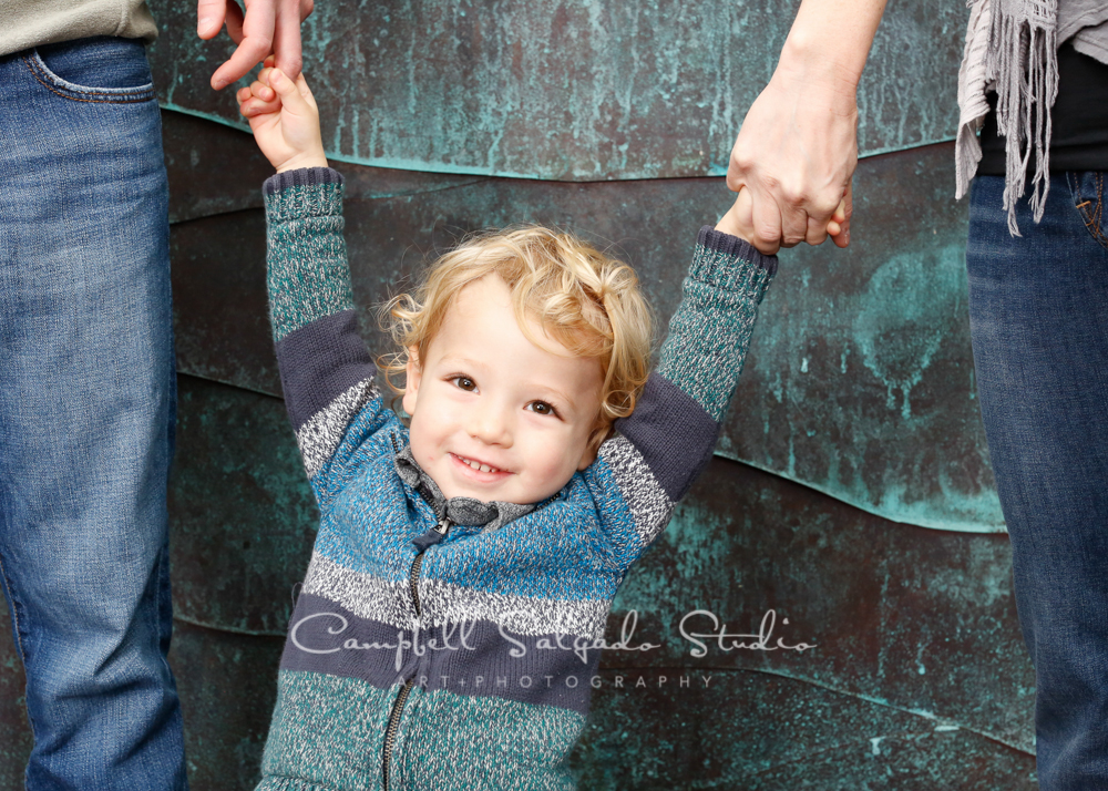  Portrait of child on copper wave background&nbsp;by child photographers at Campbell Salgado Studio, Portland, Oregon. 