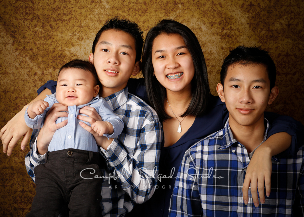  Portrait of children on amber light background&nbsp;by family photographers at Campbell Salgado Studio, Portland, Oregon. 