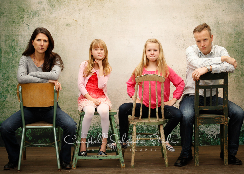  Portrait of family on abandoned concrete background&nbsp;by family photographers at Campbell Salgado Studio, Portland, Oregon. 