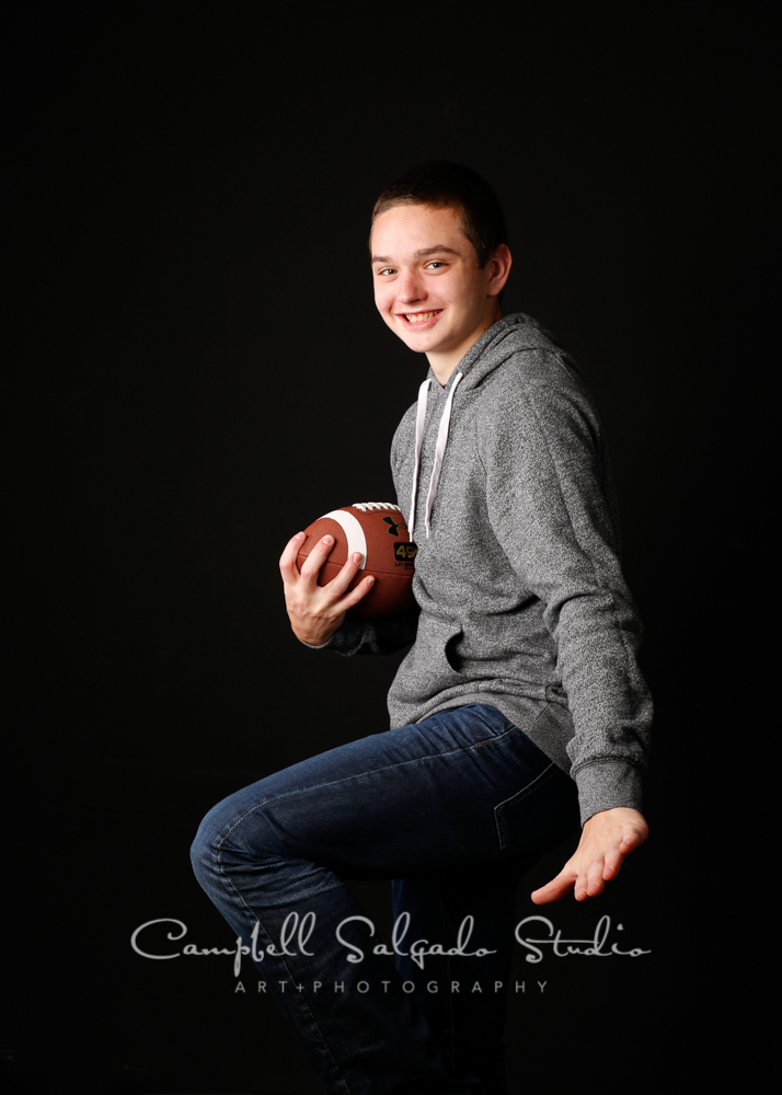  Portrait of teen on black background by teen photographers&nbsp;at Campbell Salgado Studio, Portland, Oregon. 