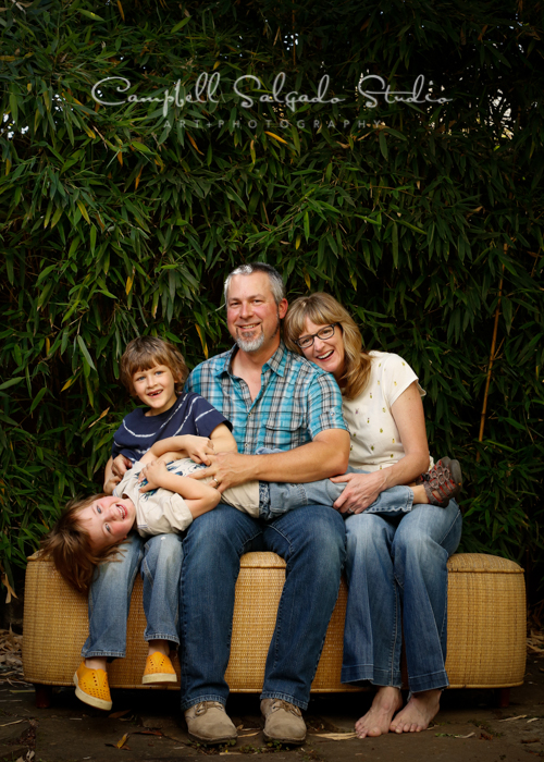  Portrait of family on bamboo background&nbsp;by family photographers at Campbell Salgado Studio, Portland, Oregon. 