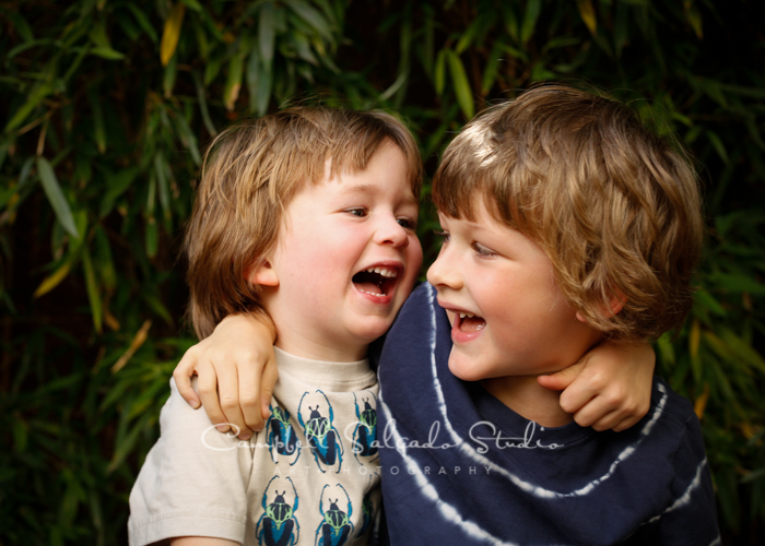 Portrait of brothers on bamboo background&nbsp;by child photographers at Campbell Salgado Studio, Portland, Oregon. 