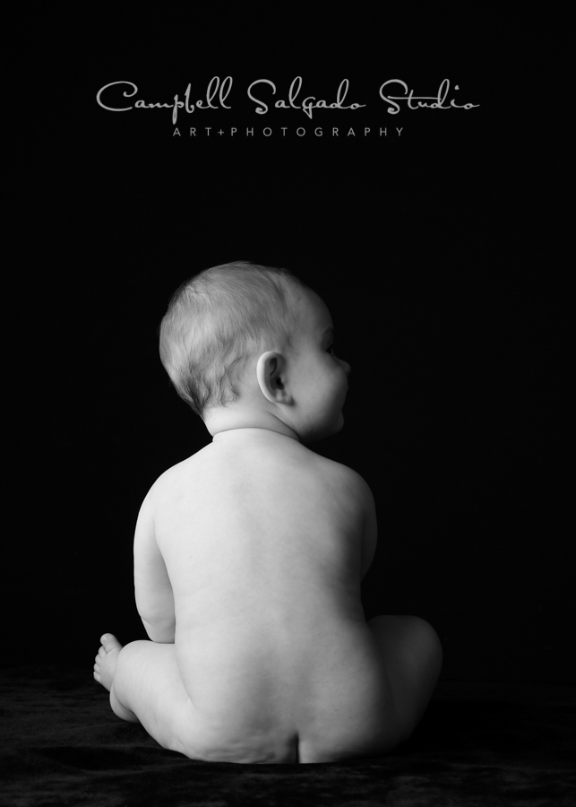  Portrait of baby on black background&nbsp;by childrens photographers at Campbell Salgado Studio, Portland, Oregon. 