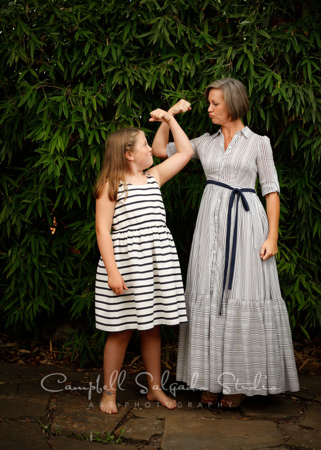  Portrait of mother and daughter on bamboo background by family photographers at Campbell Salgado Studio in Portland, Oregon. 