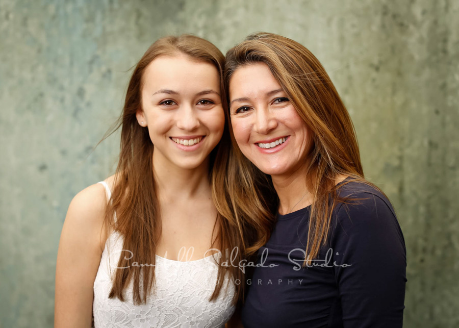  Portrait of mother and daughter on rain dance background by family photographers at Campbell Salgado Studio in Portland, Oregon. 