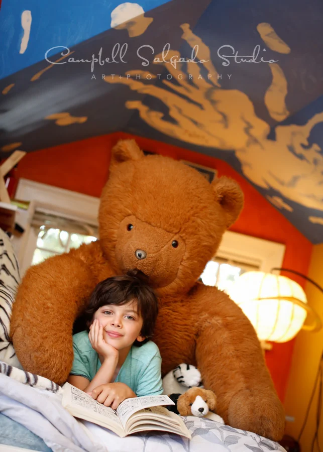 Portrait of boy at family vignettes session by family photographers at Campbell Salgado Studio in Portland, Oregon.