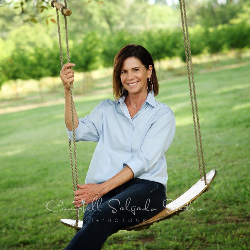  Vignettes session with woman on greenery background by portrait photographers at Campbell Salgado Studio in Portland, Oregon. 