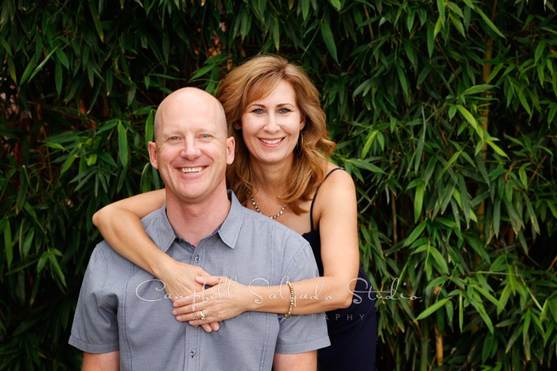  Portrait of couple on bamboo background by couple’s photographers at Campbell Salgado Studio in Portland, Oregon. 