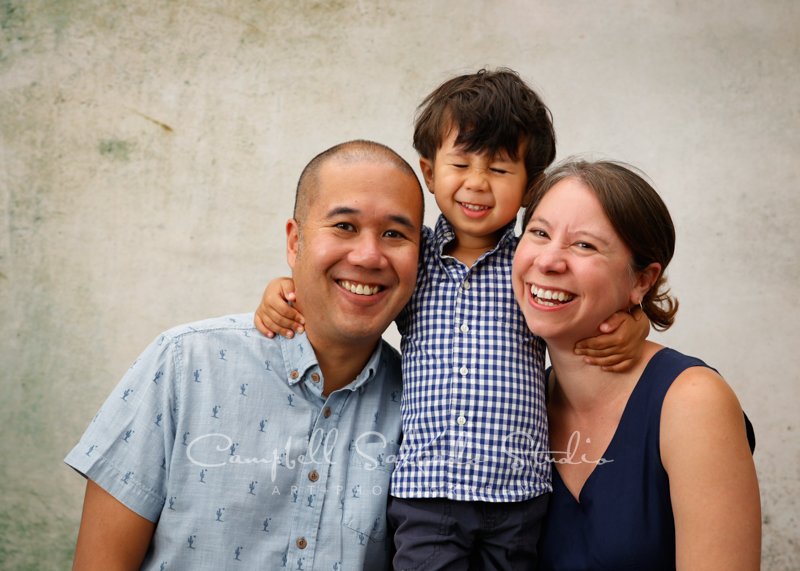  Portrait of family on abandoned concrete background by family photographers at Campbell Salgado Studio in Portland, Oregon. 