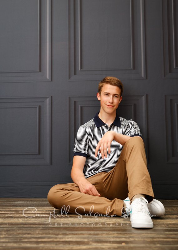  Portrait of teen on Portland Parlour background by family photographers at Campbell Salgado Studio in Portland, Oregon. 