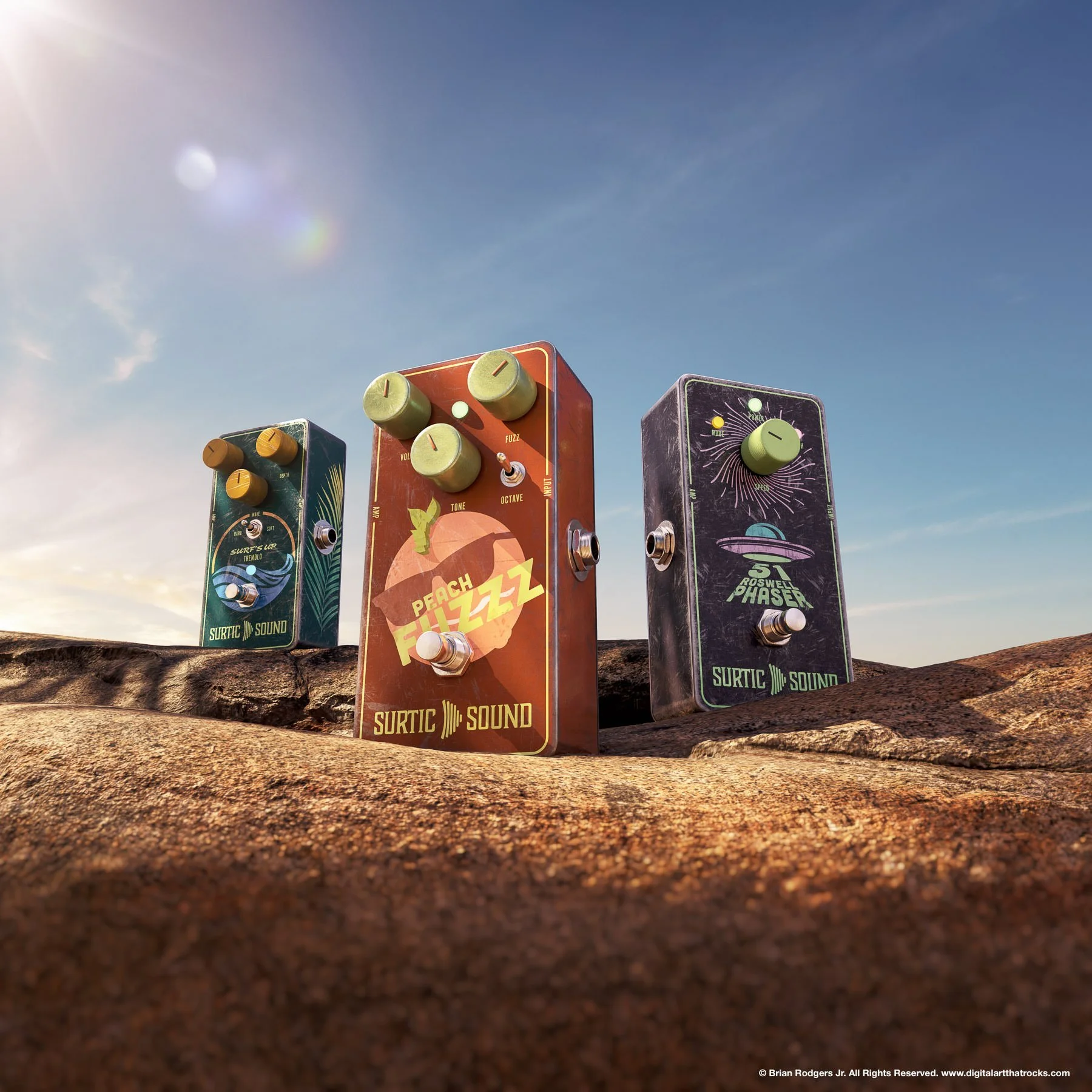 Conceptual CGI Product Photography: Guitar Pedal Ad Campaign Case Study