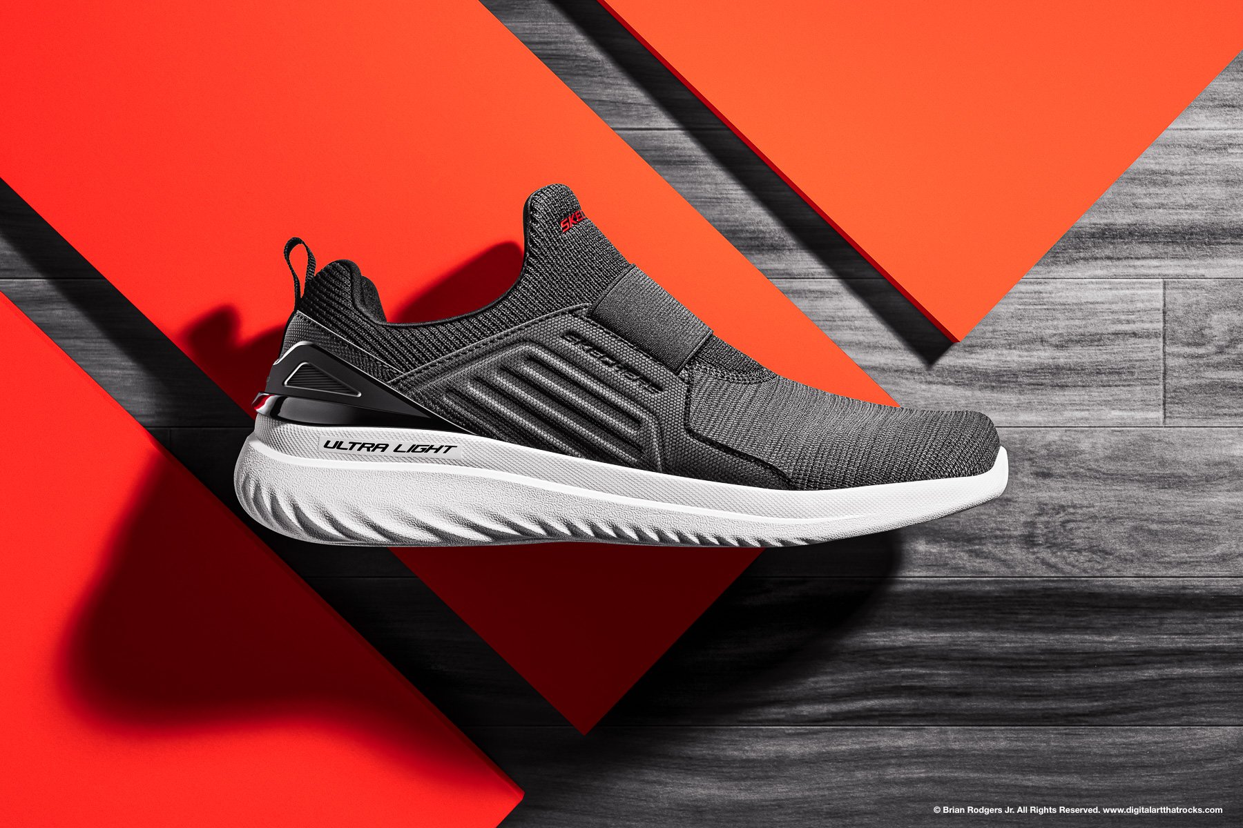 Footwear hero shot commercial product photography campaign showing material quality and surface finish