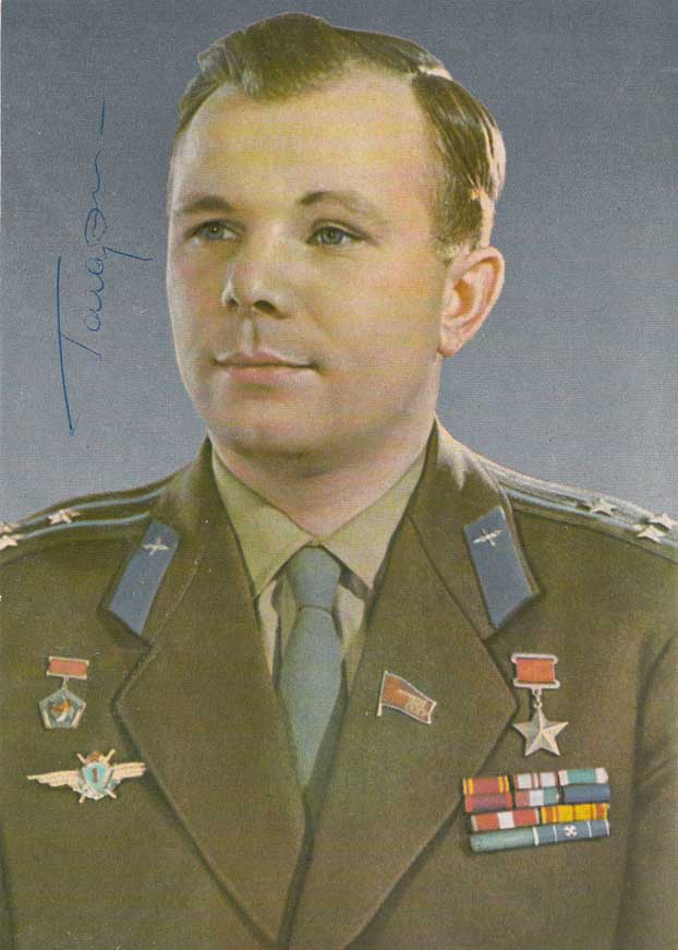 Yuri Gagarin signed postcard