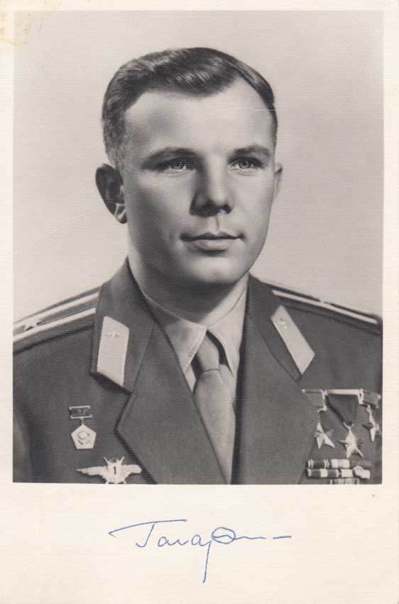 Gagarin signed photo postcard