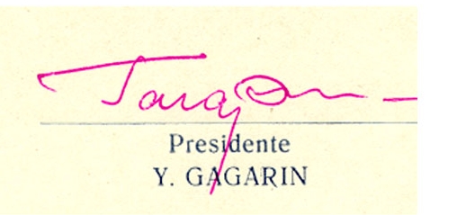 Yuri Gagarin signed Cuban Friendship Society CARD