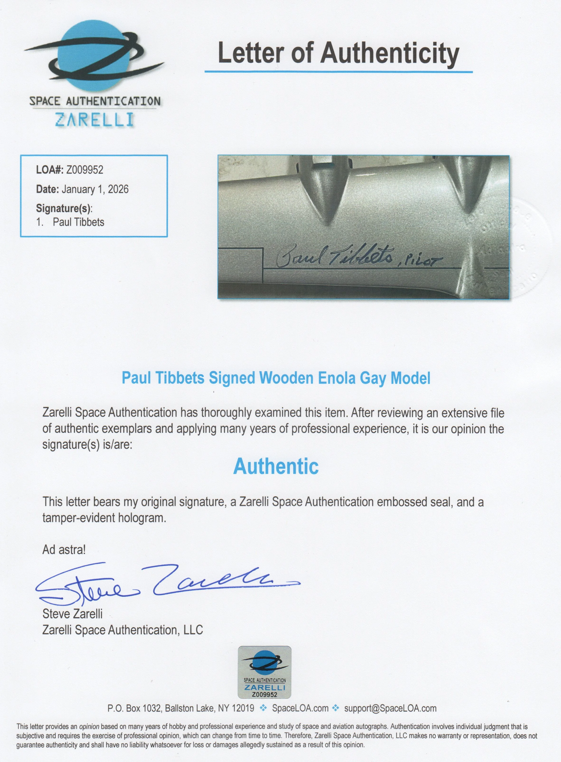 Happy 2026  |  New Letter of Authenticity