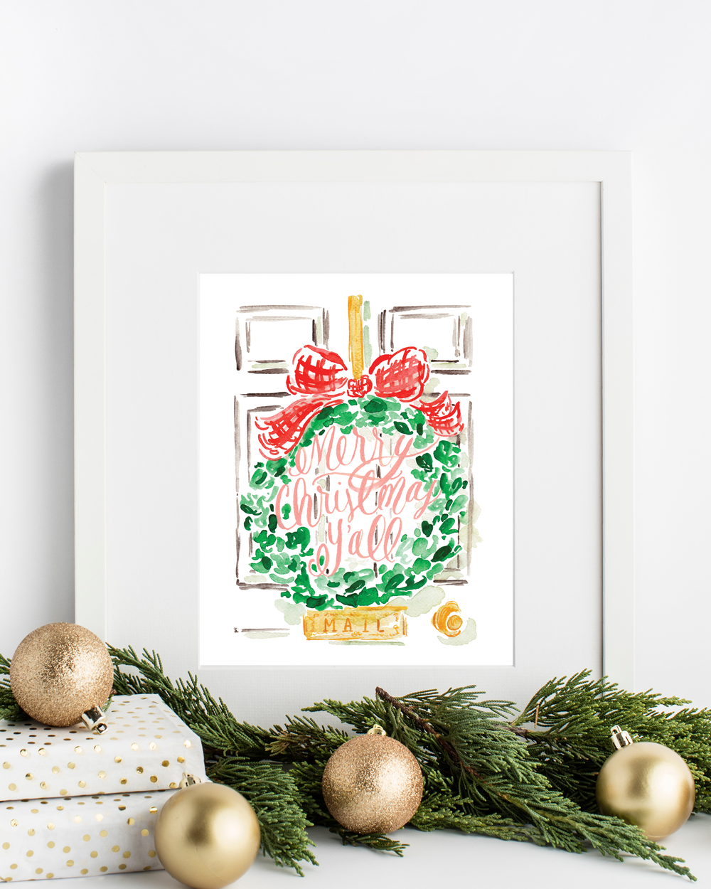 Palm Beach Christmas Golf Cart Watercolor Ornament — Simply Jessica Marie