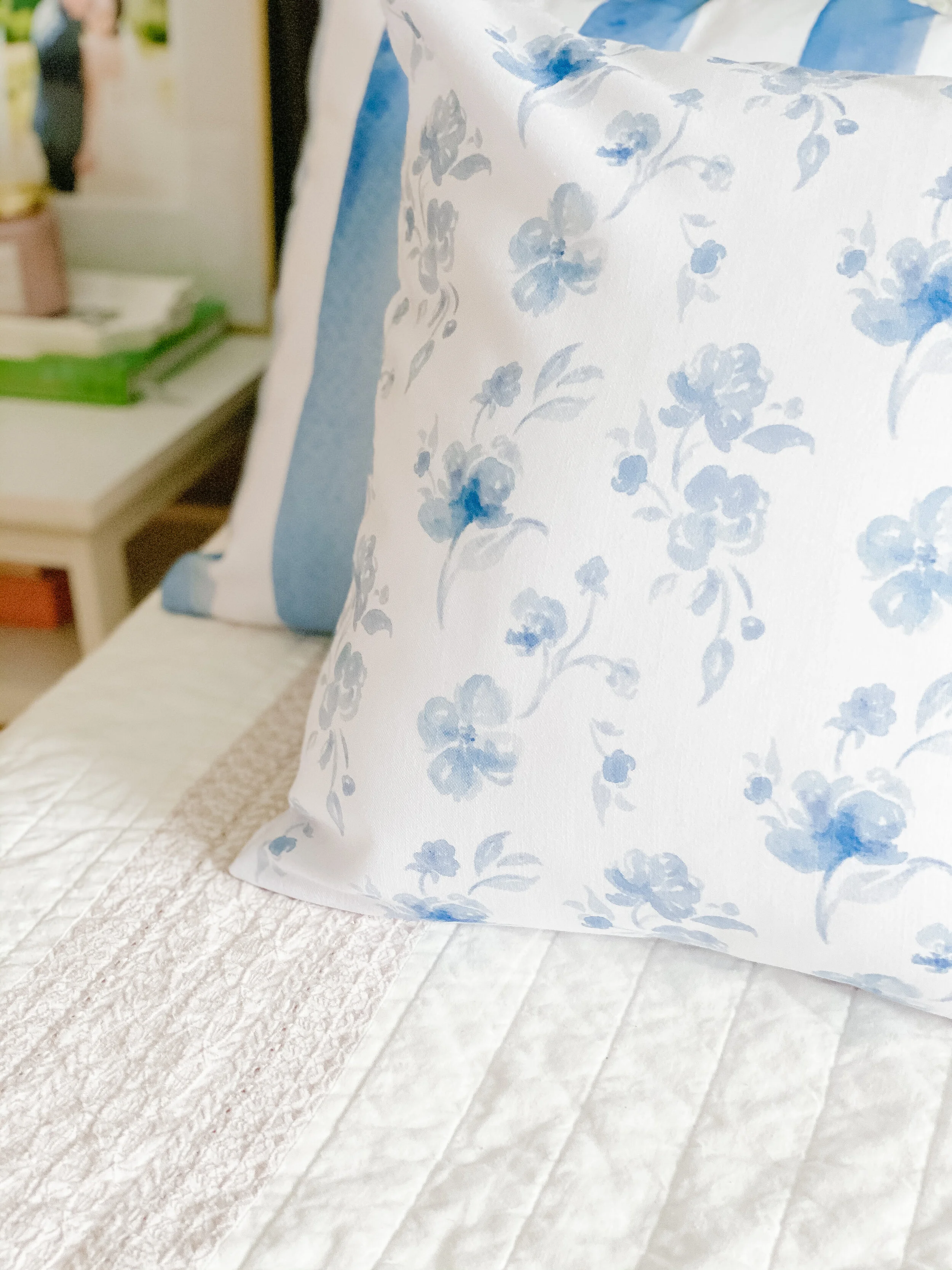 blue floral pillows