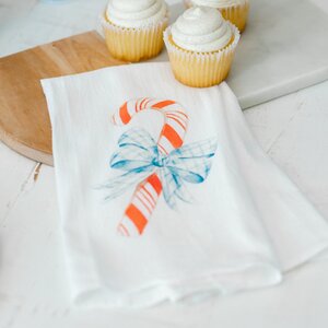 Christmas Tea Towels Set of 2, Candy Cane-Themed & Forest-Themed