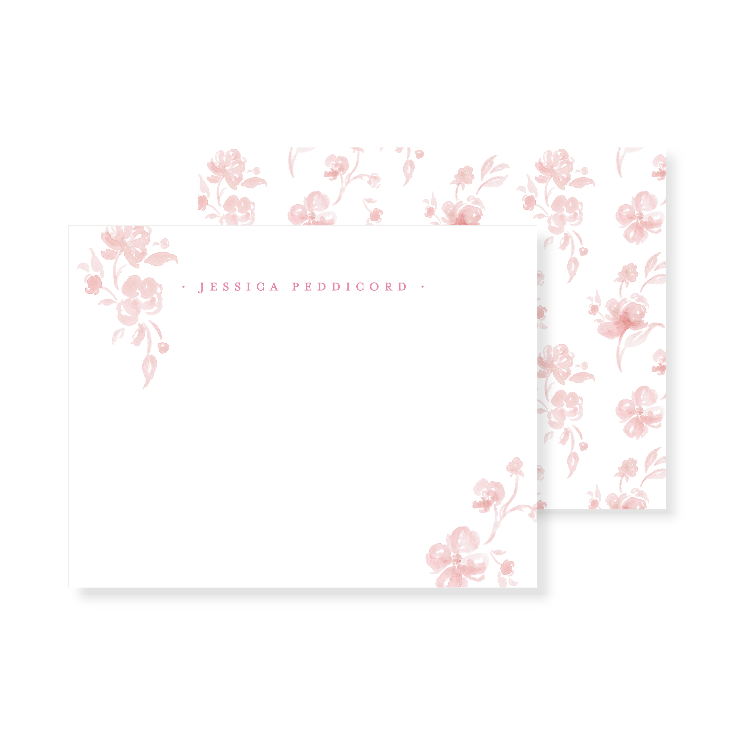 Printable Pink Floral Watercolor Stationery Set
