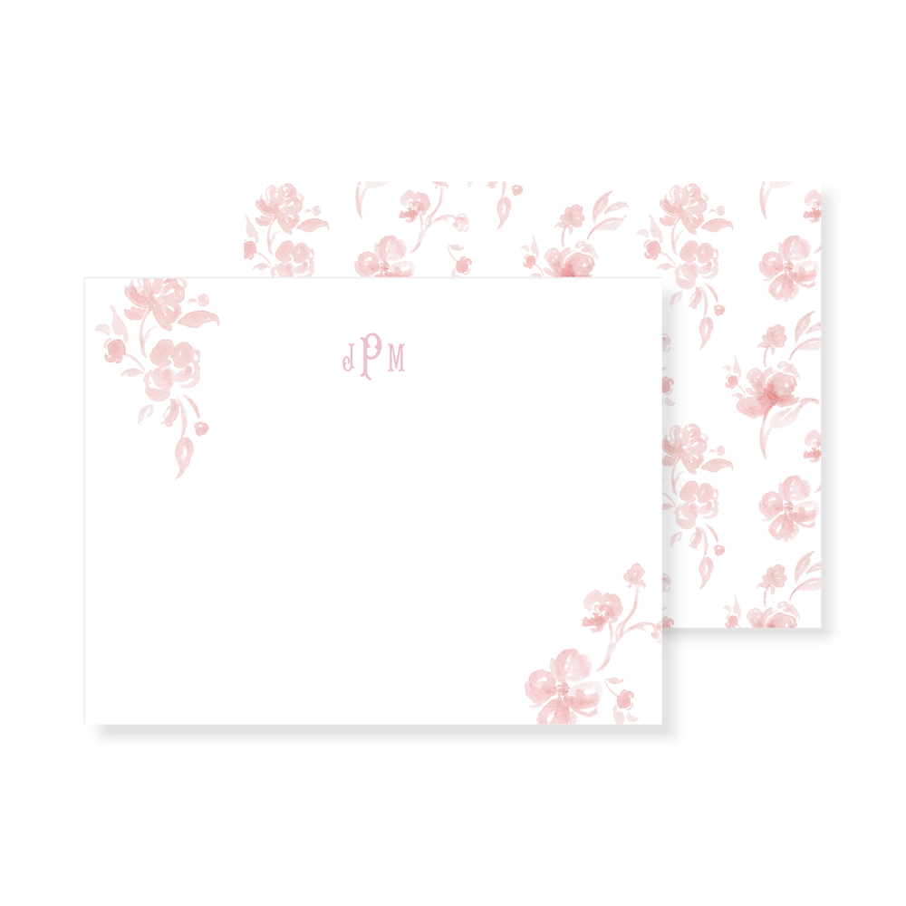 Simple Border Monogramed Stationery Set for Men and Women - Modern Pink  Paper