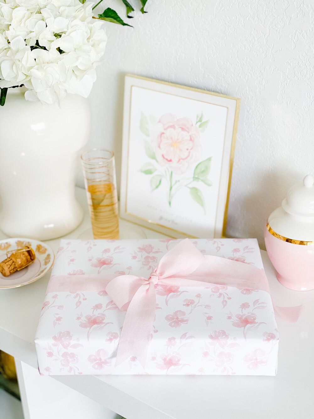 Blush Floral Watercolor Wrapping Paper Sheets — Simply Jessica Marie