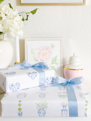 Blue Hydrangeas Watercolor Wrapping Paper Sheets — Simply Jessica Marie