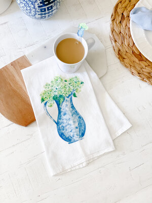 Colored Glass Tea Cup Green Cup & Tea Towel by Art of Tea