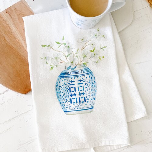 Blue and White Teacup Tea Towel — Simply Jessica Marie