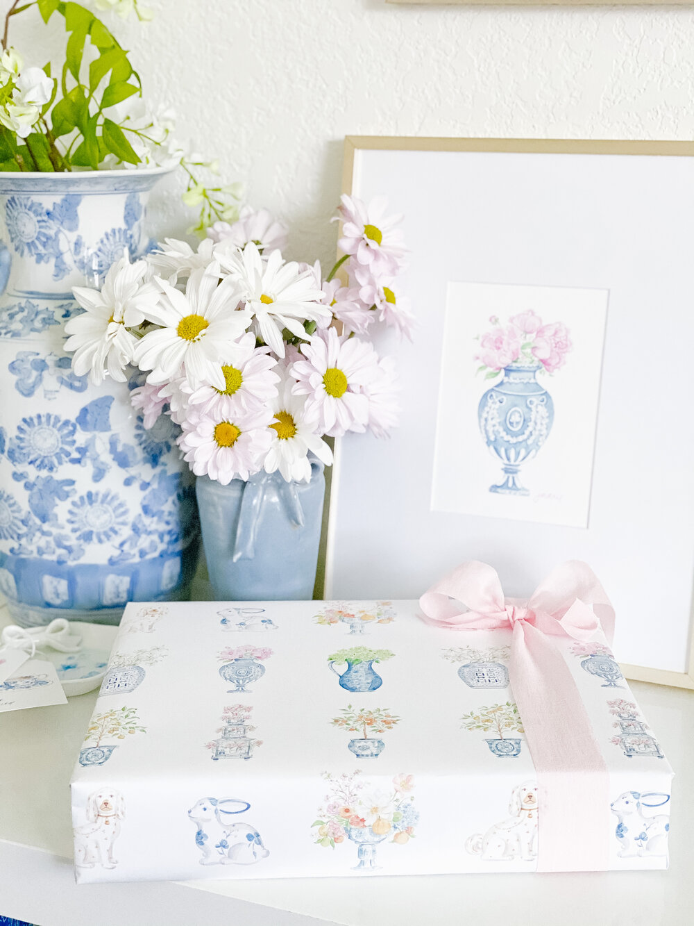Blue and White Christmas Watercolor Wrapping Paper Sheets — Simply Jessica  Marie
