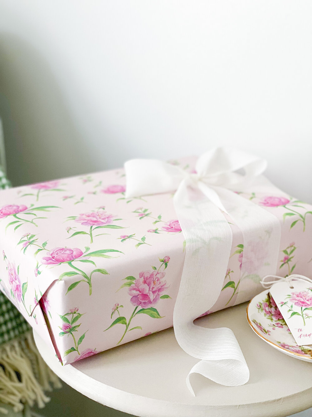 Chic Pretty Blush Pink Watercolor Roses Floral Wrapping Paper