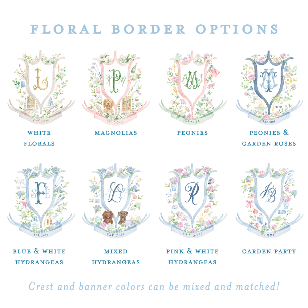 Personalised Stickers Wedding Blue & White Watercolour Florals