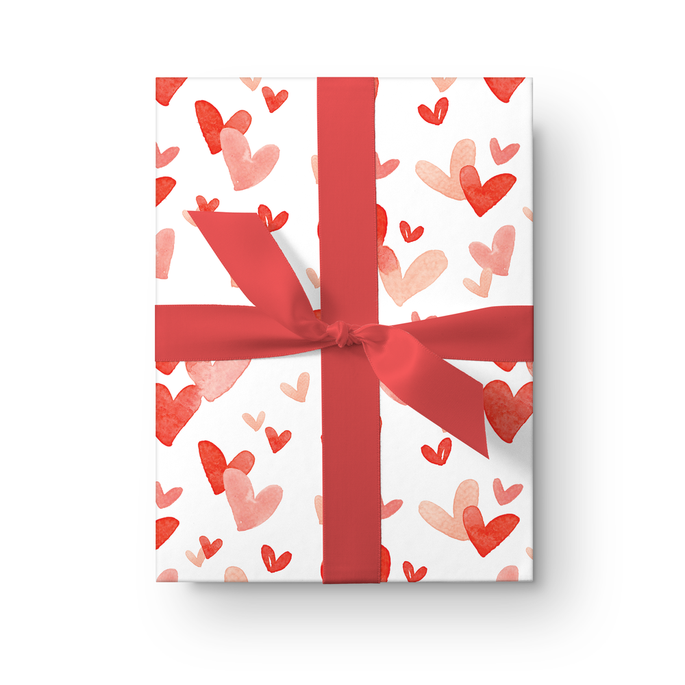 Watercolor Hearts Wrapping Paper Sheets — Simply Jessica Marie