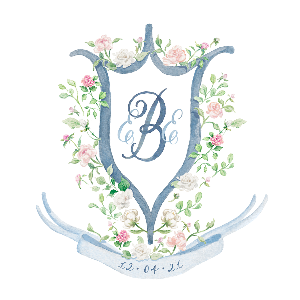 Roses Personalized Watercolor Crest — Simply Jessica Marie
