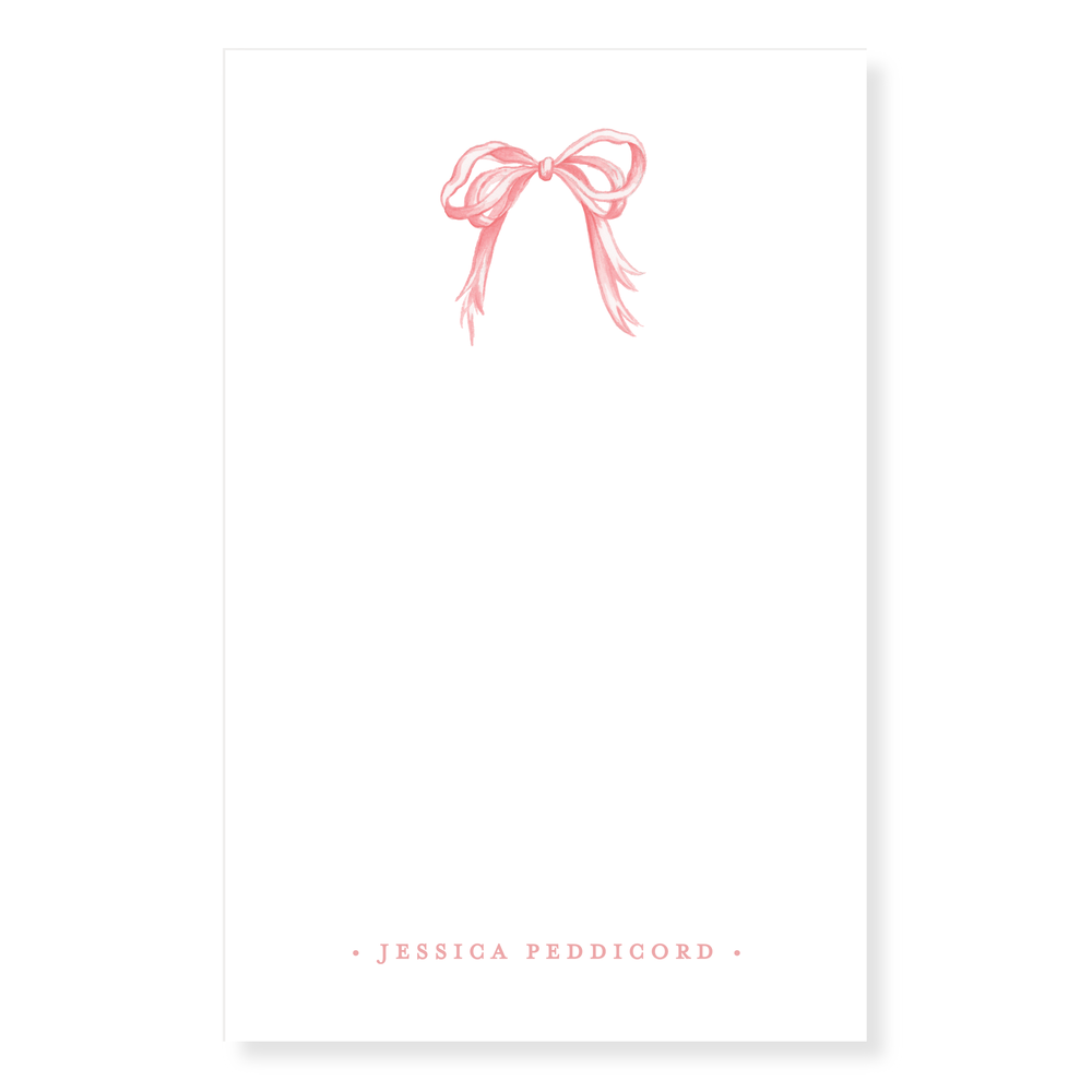 Pink Grandmillennial Bow Personalized Notepad — Simply Jessica Marie