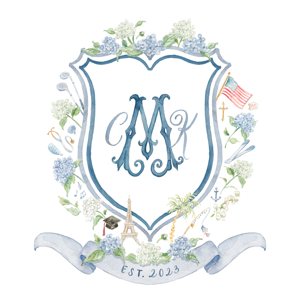 Personalized Baby Pillow Crest Design Monogram Watercolor 