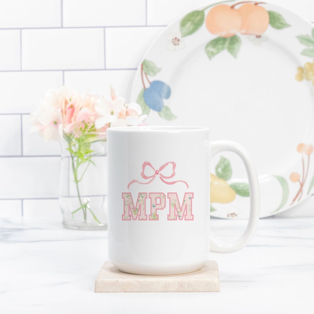 Botanical Monogram Coffee Mug with Name