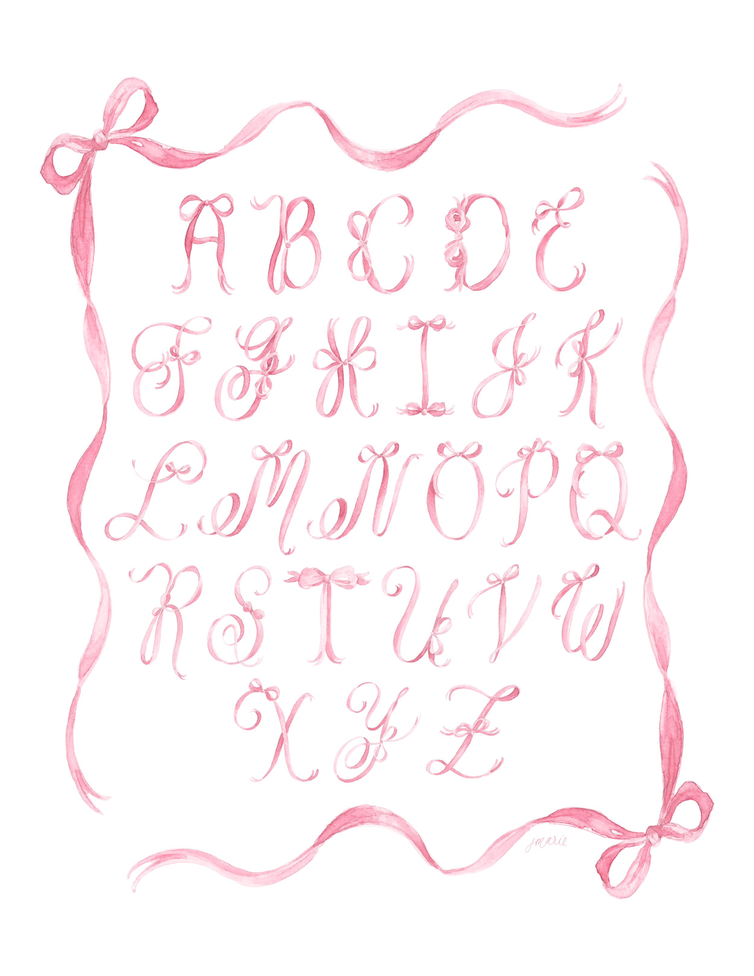 Pink Ribbons and Bows Name Art Print — Simply Jessica Marie