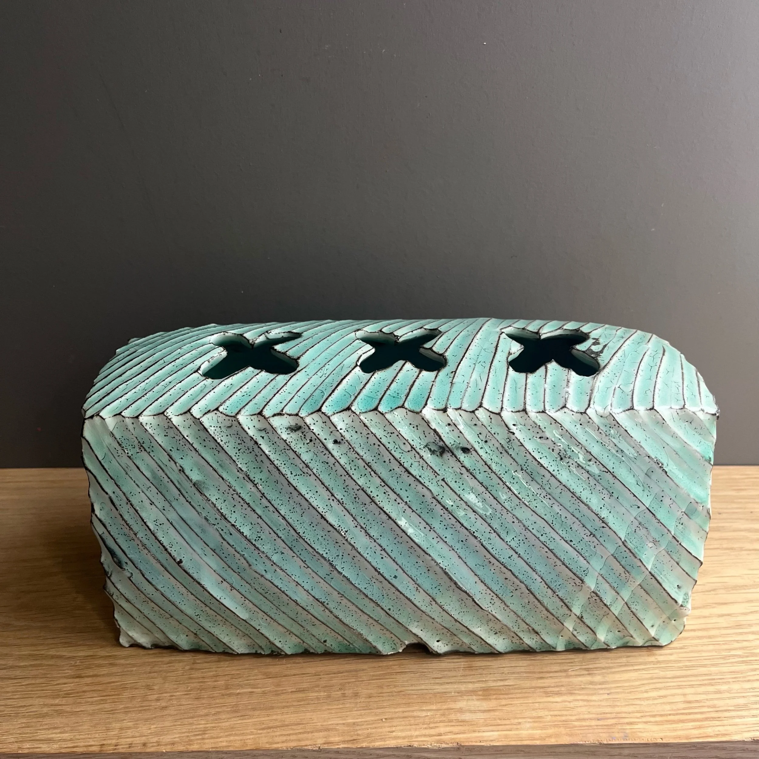 Teal brick vase — Sunshine Cobb