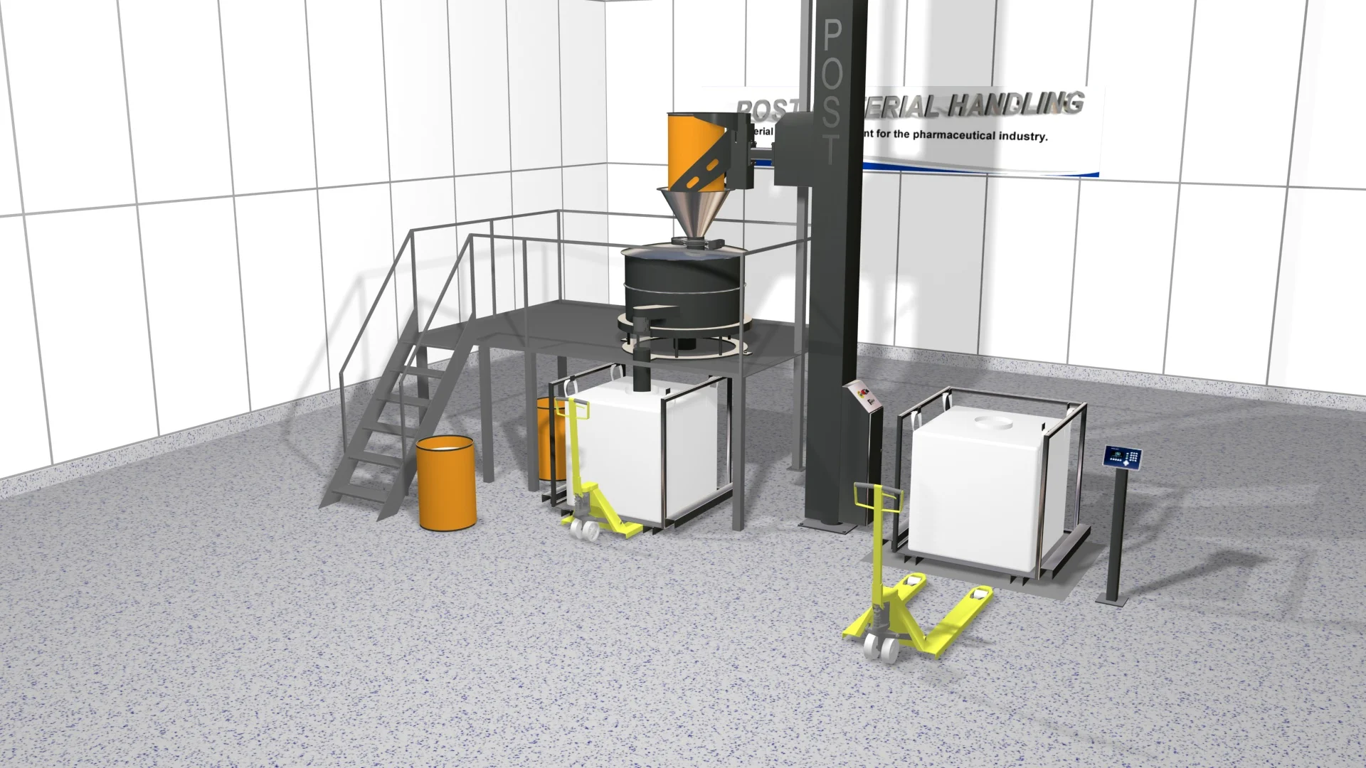 Gemco FIBC charging lift — Post Material Handling sanitary stainless