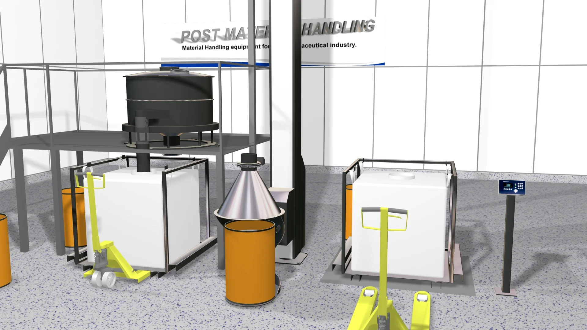 Gemco FIBC charging lift — Post Material Handling sanitary stainless