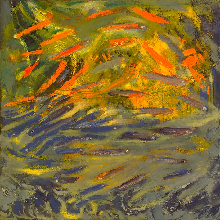 fishes - oil on canvas, 50x50cm