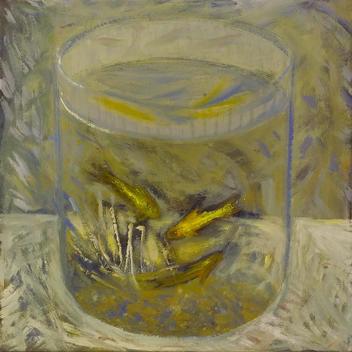 fishes in bowl - oil on canvas, 50x50cm