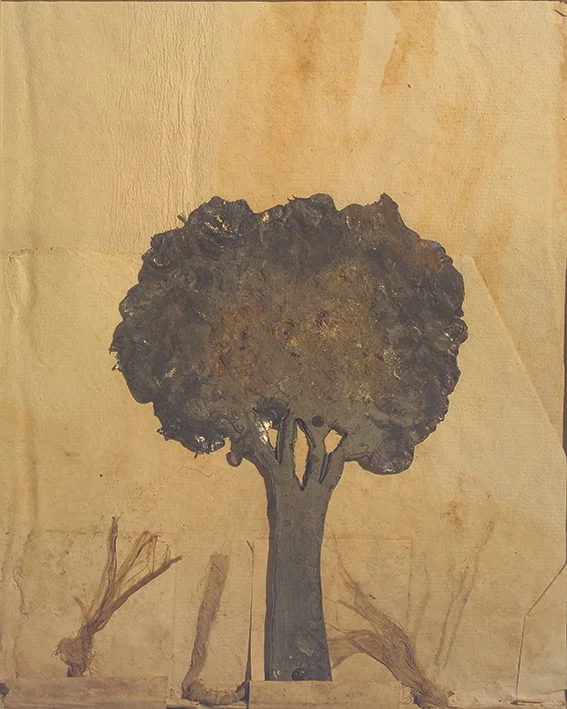 tree - metal, paper, 19x16cm