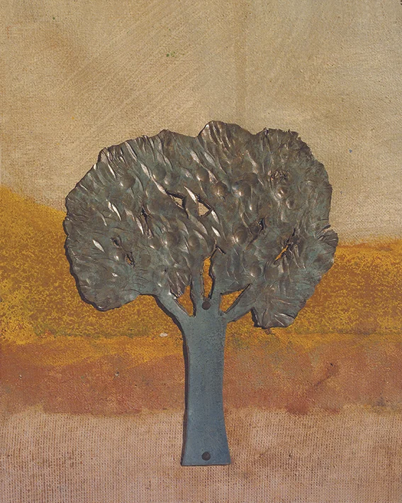 tree - metal, oil on canvas, 19x16cm