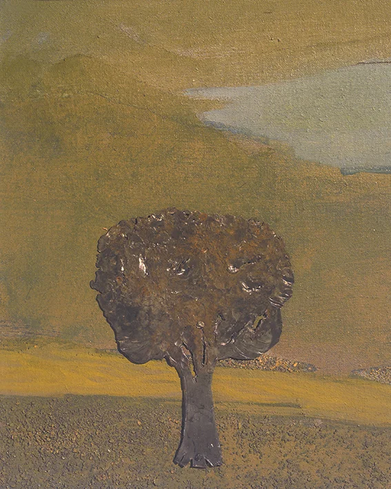 tree - metal, oil on canvas, 19x16cm