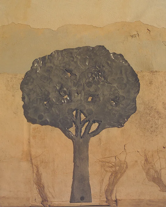 tree - metal, paper, 19x16cm