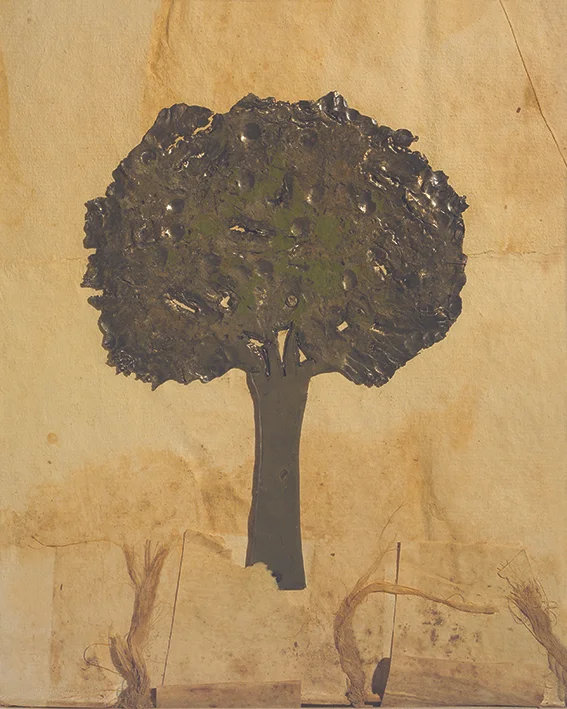 tree - metal, paper, 19x16cm