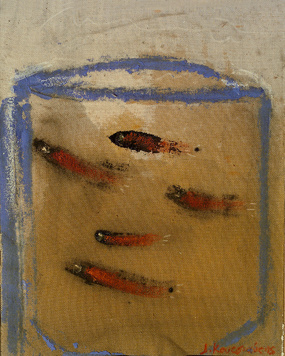 fishes - oil on canvas, 19x16cm