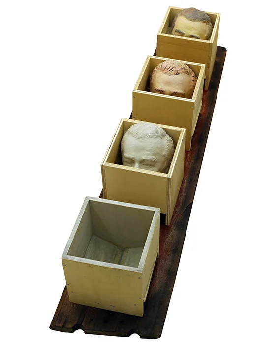 quartet, 2013 - wood, terra-cotta, 120x30x24cm